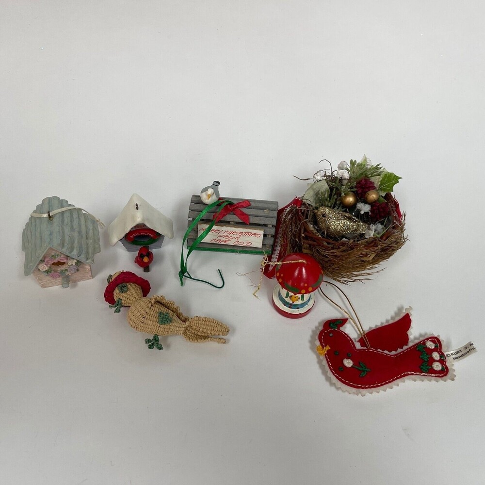 Hallmark Kurt Variety Brands Birds Nest Christmas Tree Ornaments Lot of 7